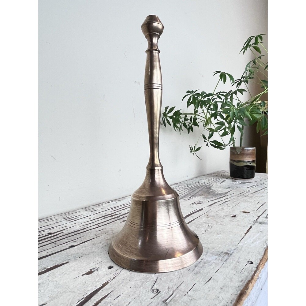 Vintage Solid Brass Handbell / Library / Office Store / Brass Decor / India 10”